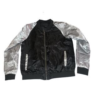 Miss London Women’s Track Jacket Long Sleeve Polyester Black Size Large W001